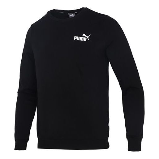 PUMA ESS Small Logo Crew FL Logo Printing Sports Round Neck Pullover Black 846389-01
