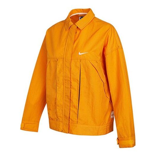 (WMNS) Nike Sportswear Swoosh Back Logo Printing Woven Jacket Yellow DM6204-738