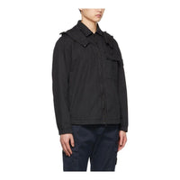 STONE ISLAND Cotton 1 Pocket Hooded Overshirt 'Black' 7715114WN-V0129