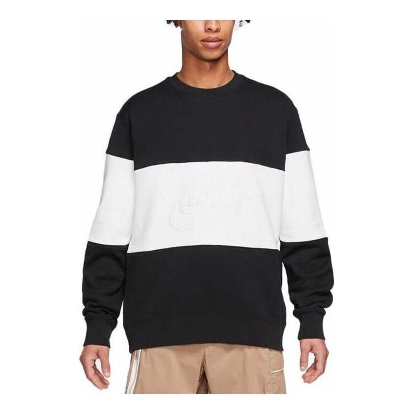 Nike Club+ French Terry Crew Neck Sweatshirt 'Black White' FB7849-010