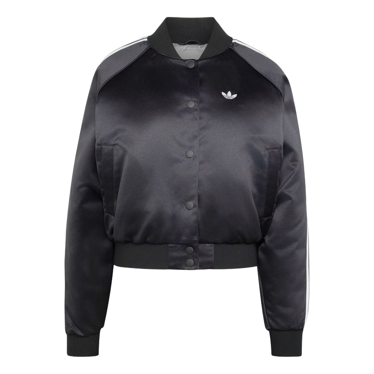 (WMNS) adidas Satin Bomber Jacket Asia Sizing 'Black White Grey Three' KT2648