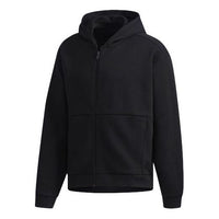 Men's adidas S2s Spc Hd Solid Color Casual Sports Zipper Jacket Black DV3342