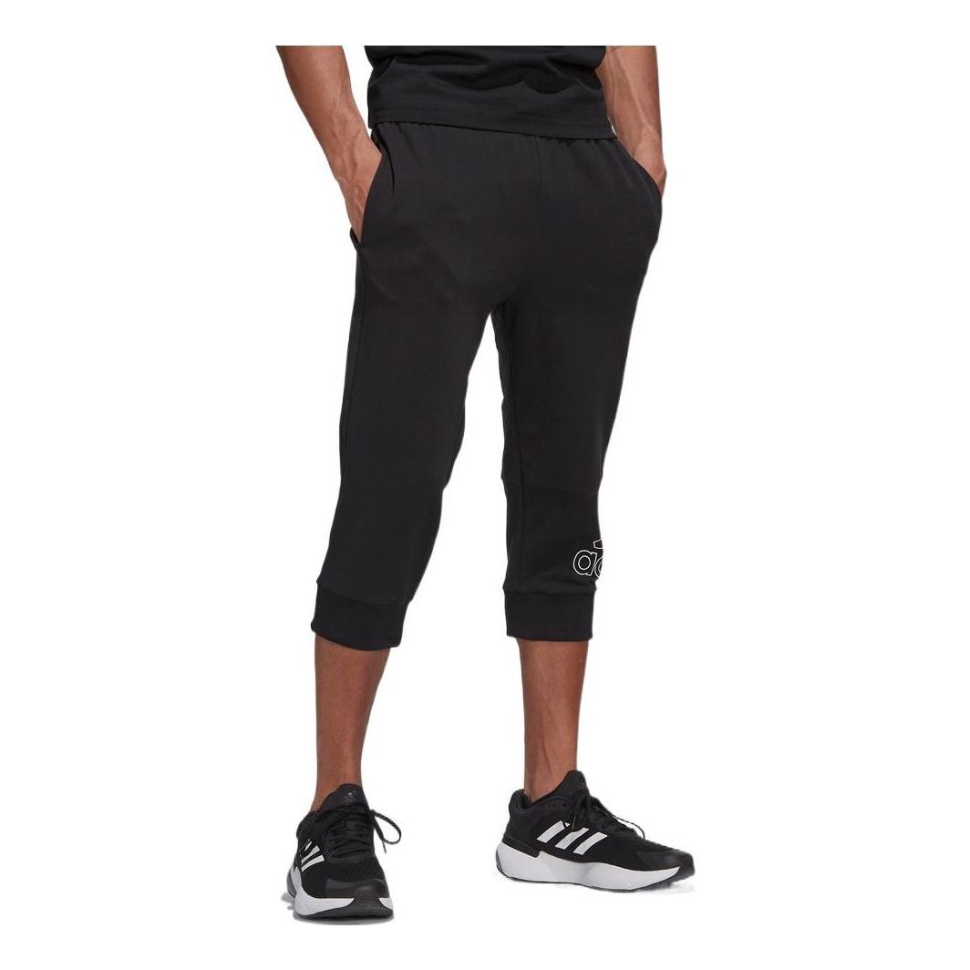 Men's adidas Solid Color Pants Logo Casual Sports Pants/Trousers/Joggers Black HE1827