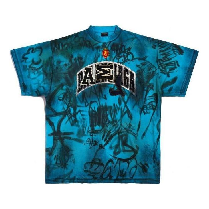 Balenciaga Skater Graffiti T-Shirt 'Blue Sky' 739028TOVA74900