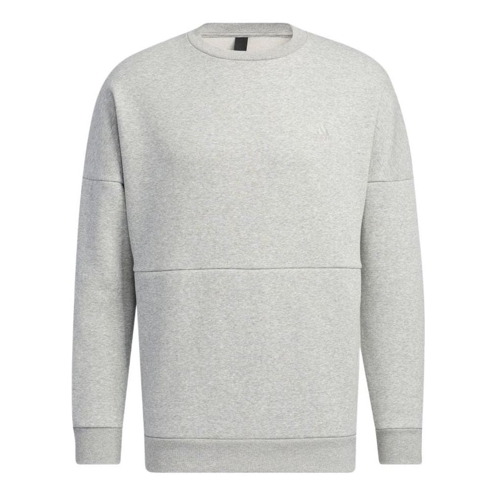 adidas Solid Color Minimalistic Alphabet Printing Round Neck Sports Unisex Gray HM2685