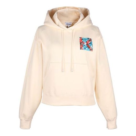 (WMNS) KENZO SS21 Pattern Long Sleeves Fleece Lined Hoodie Cream Yellow FA62SW7774MO-03