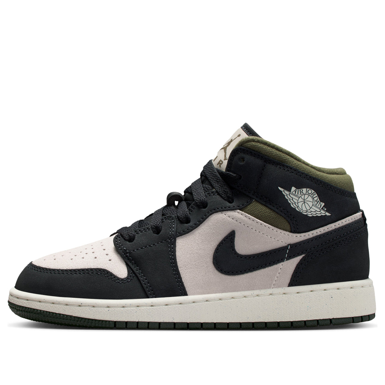 (GS) Air Jordan 1 Mid 'Off Noir Medium Olive' HV4399-102