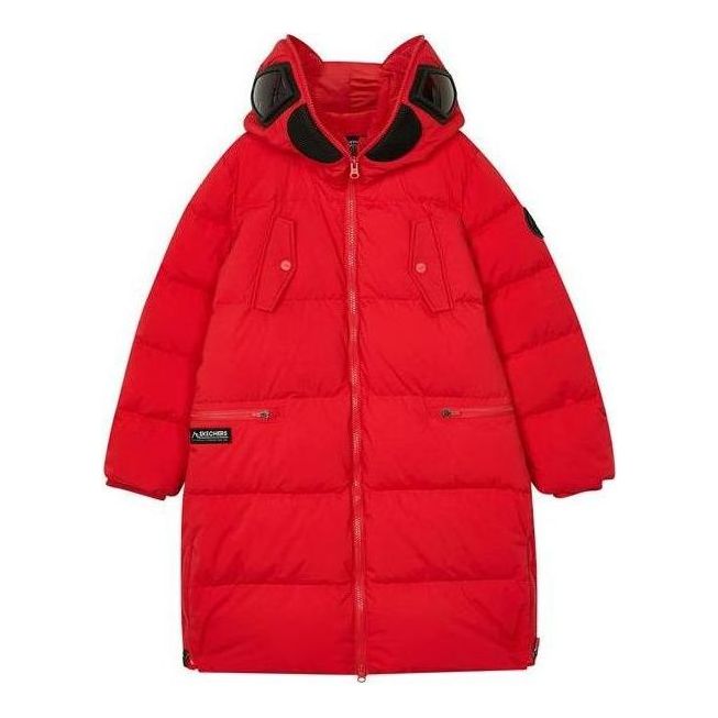 (GS) Skechers Solid Color Loose Long Down Jacket 'Red Blue' L421B094