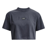 (WMNS) Under Armour Branded Logo Crop T-shirt 'Storm Grey' 1376751-044