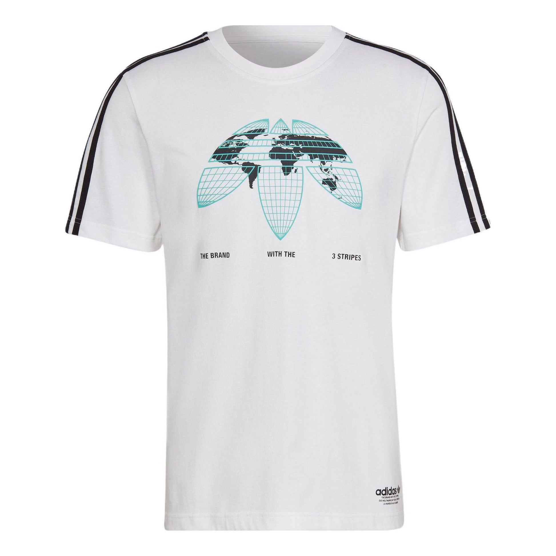 Men's adidas originals United Tee Upside Down Large Logo Stripe Round Neck Casual Sports Short Sleeve White T-Shirt HF4907