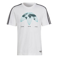 Men's adidas originals United Tee Upside Down Large Logo Stripe Round Neck Casual Sports Short Sleeve White T-Shirt HF4907