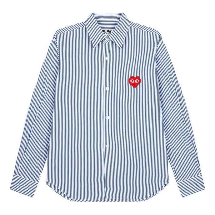 COMME des GARCONS PLAY Striped Shirt Red Emblem 'Blue' AZ-B024-051-1