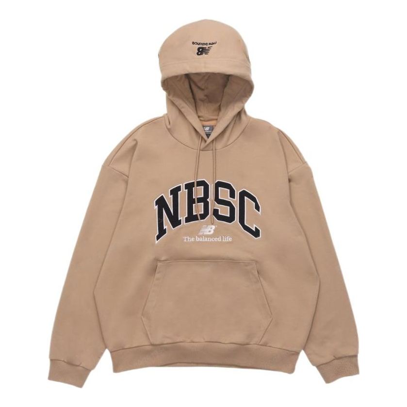 New Balance Logo Print Hoodie 'Beige Black' 5CC44353-BEI