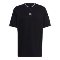 Men's adidas originals Solid Color Logo Casual Round Neck Short Sleeve Black T-Shirt HK7305