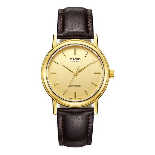 Men's CASIO Business Minimalistic Casual Classic waterproof quartz Watch Brown Strap Color Mens Gold Analog MTP-1095Q-9A