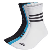 adidas originals Stripe Logo Knit Sports Mid Tops Socks Unisex 1 3 Pairs White / Black / Blue HL9290