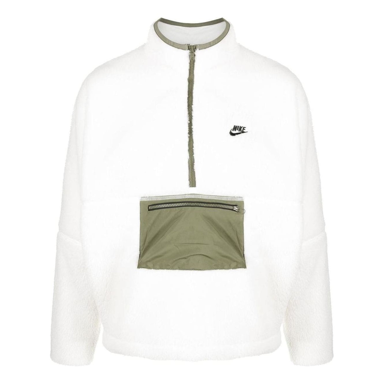 Nike Club Fleece Half-Zip Anorak Plush Jacket 'White Olive' DQ4880-133