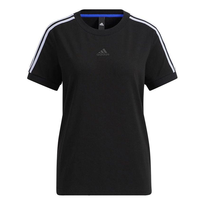(WMNS) adidas Essentials Slim 3-stripes T-Shirts 'Black' HD0371