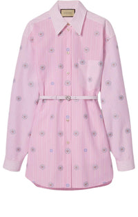(WMNS) Gucci Striped Cotton Shirt Dress 'White Pink' 781668-Z8BRR-9368