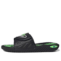 adidas Reptossage Slides Cozy Wear-Resistant Flat Heel Sports Slippers Unisex Black Green GX3375