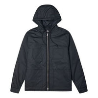 Men's Converse Casual Sports Cargo Hooded Long Sleeves Padded Black Jacket 10021637-A01