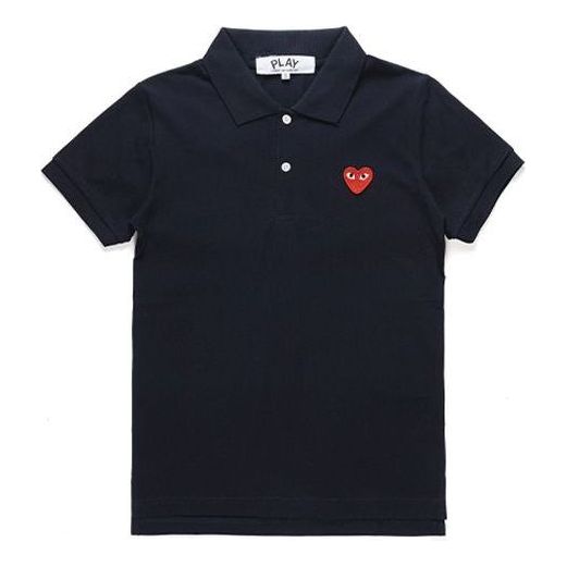 COMME des GARCONS PLAY Polo Red Emblem 'Navy' AZ-T006-051-2