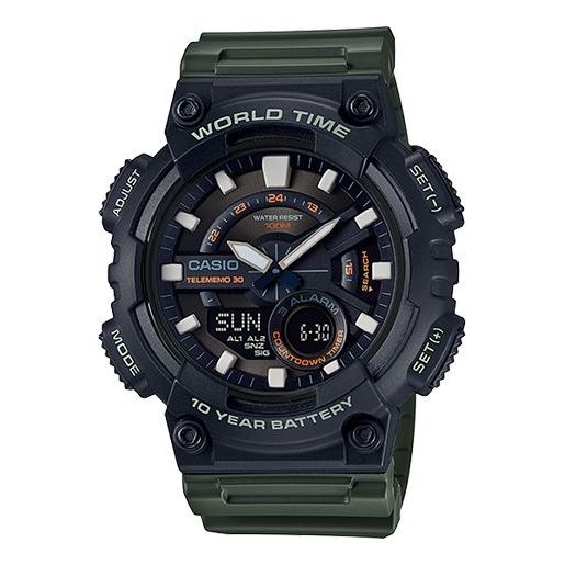 CASIO G Shock Sports Waterproof Mens BlackGreen Analog/Digital Combo AEQ-110W-3A
