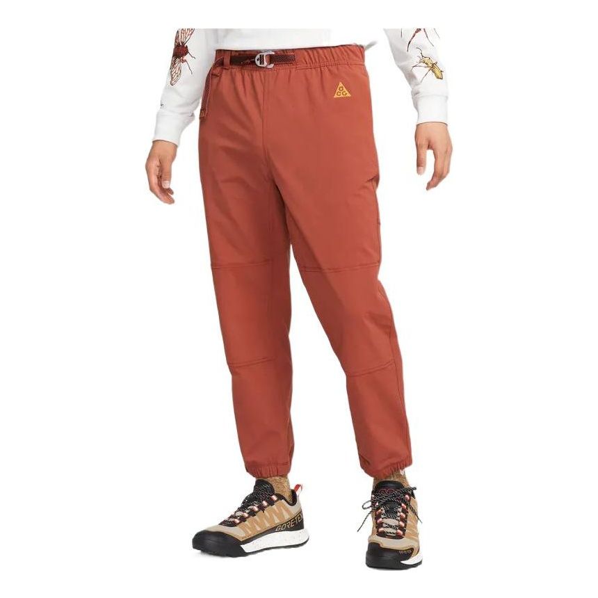 Men's Nike Solid Color Logo Printing Bundle Feet Sports Cozy Breathable Woven Casual Pants/Trousers Red CV0661-641