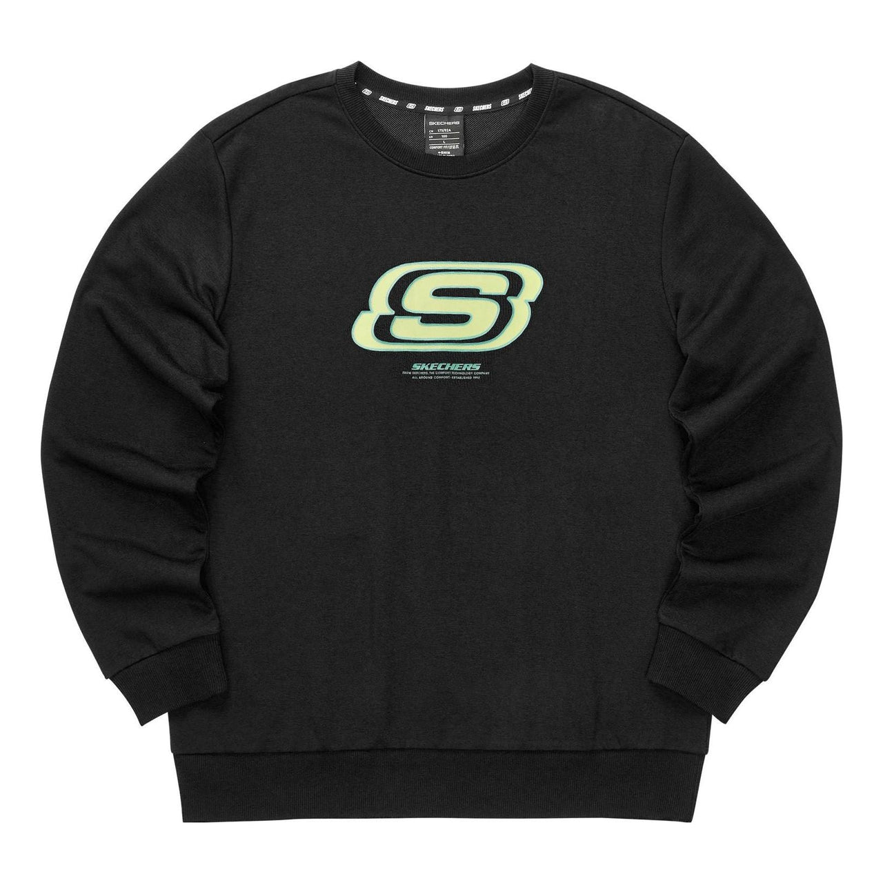 Skechers Colorful Casual Series Brand Crew Sweater 'Black Green' L322U083-0018