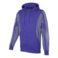 Men's adidas St Kn Block Jkt Contrasting Colors Stripe Knit Hooded Jacket Violets H40198