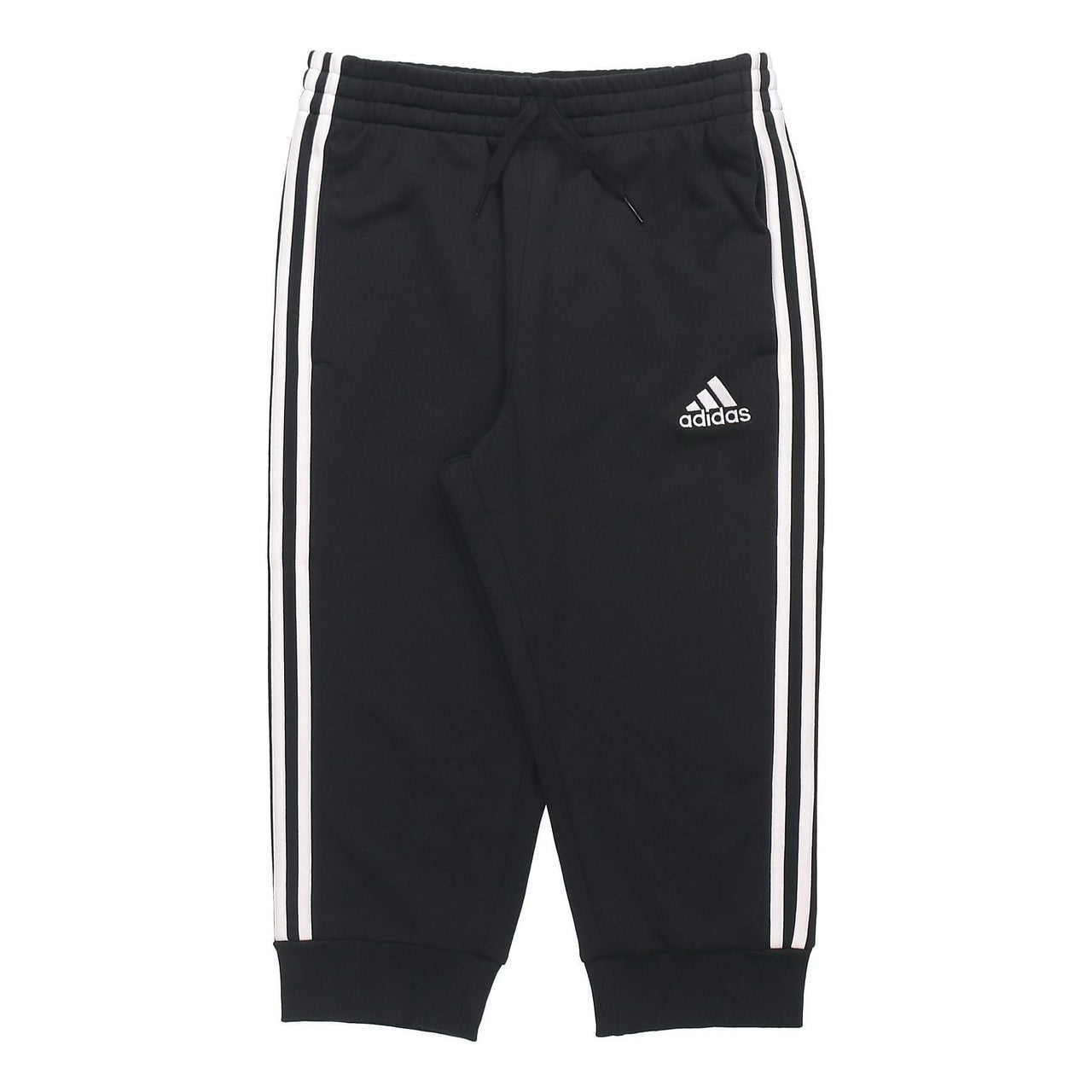 adidas M 3s Ft Tc 34pt Logo Embroidered Stripe Knit Bundle Feet Cropped Pants Black GK8987