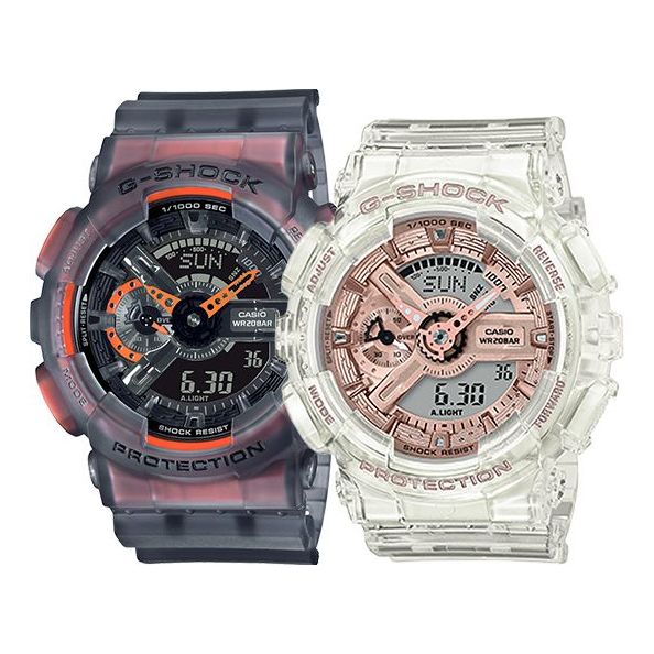 CASIO G-Shock Analog-Digital 'Black White' GA-110LS-1APR&GMA-S110SR-7APR