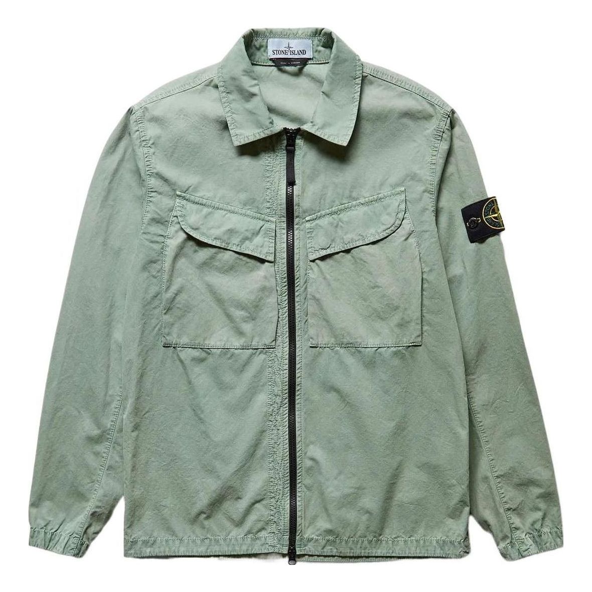 STONE ISLAND Compass Patch Flap Pocket Shirt 'Green' 7715101WN-V0155