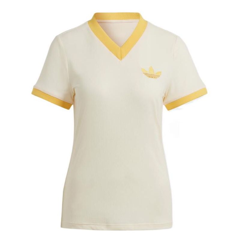 (WMNS) adidas Adicolor 70s V-Neck Tee 'Beige Yellow' IB2042
