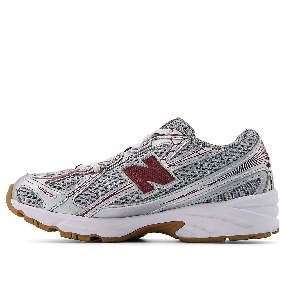 (PS) New Balance 740 Bungee Lace 'Silver Metallic Monarch Burgundy' PZ740MS