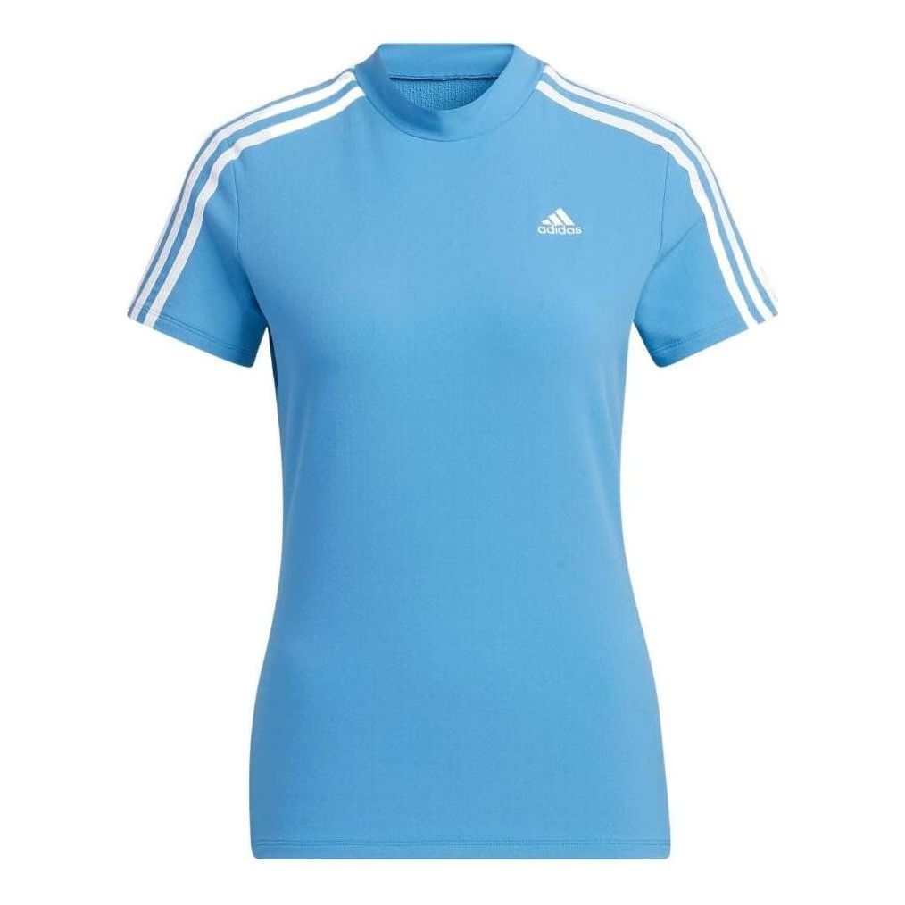 (WMNS) adidas 3-Stripes Mock Neck T-Shirt 'Blue White' HA0211