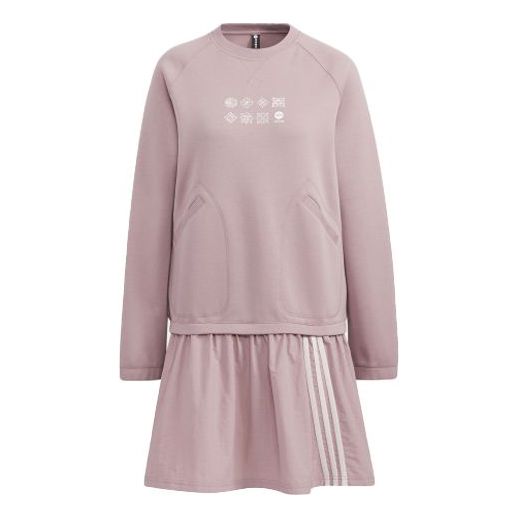 (WMNS) adidas Casual Round Neck Long Sleeve Dress 'Pink' HM9884