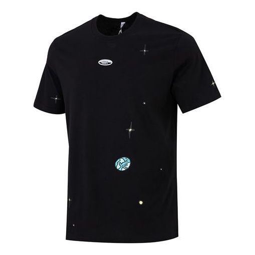 Men's adidas originals Offset Printing Logo Earth Star Athleisure Casual Sports Round Neck Short Sleeve Black T-Shirt HC9457