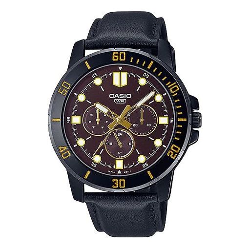 Casio Dress Classic Minimalistic Analog Watch 'Black Burgundy Gold' MTP-VD300BL-5E