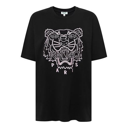 KENZO Large Tiger Head Short Sleeve Pure Cotton Black F962TS9524Y5-99