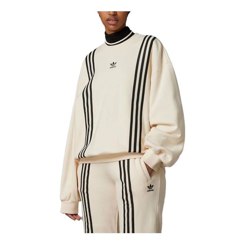 (WMNS) adidas originals SS23 Adicolor 70s 3-Stripes Sweatshirt 'Beige' IK7867