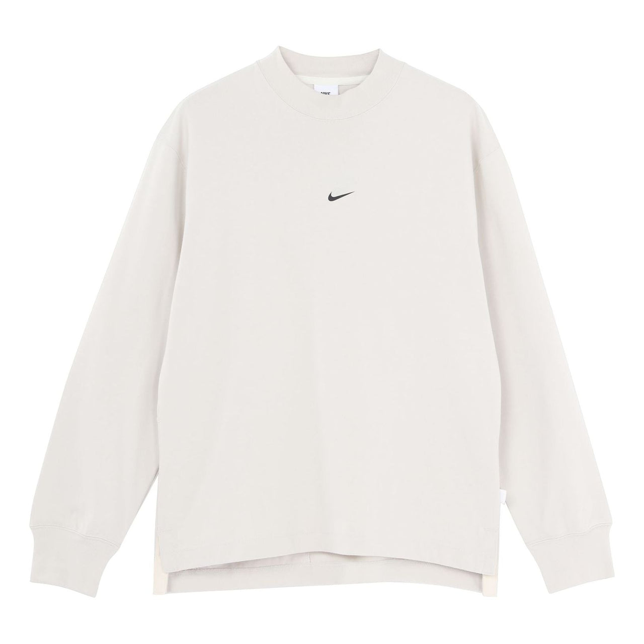 Men's Nike Logo Pattern Loose Round Neck Long Sleeves Autumn Beige T-Shirt DD7029-072
