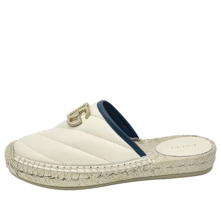 (WMNS) Gucci Leather Espadrilles With Double G Slides 'White' 628565-BKO60-9087