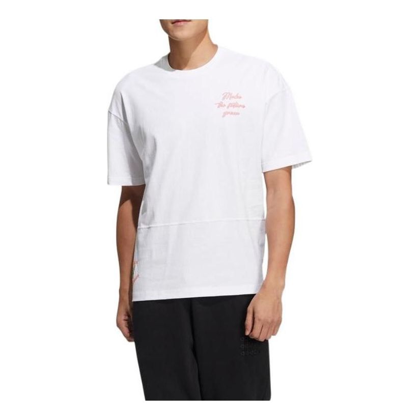 Men's adidas neo Solid Color Alphabet Printing Athleisure Casual Sports Short Sleeve White T-Shirt HC9701