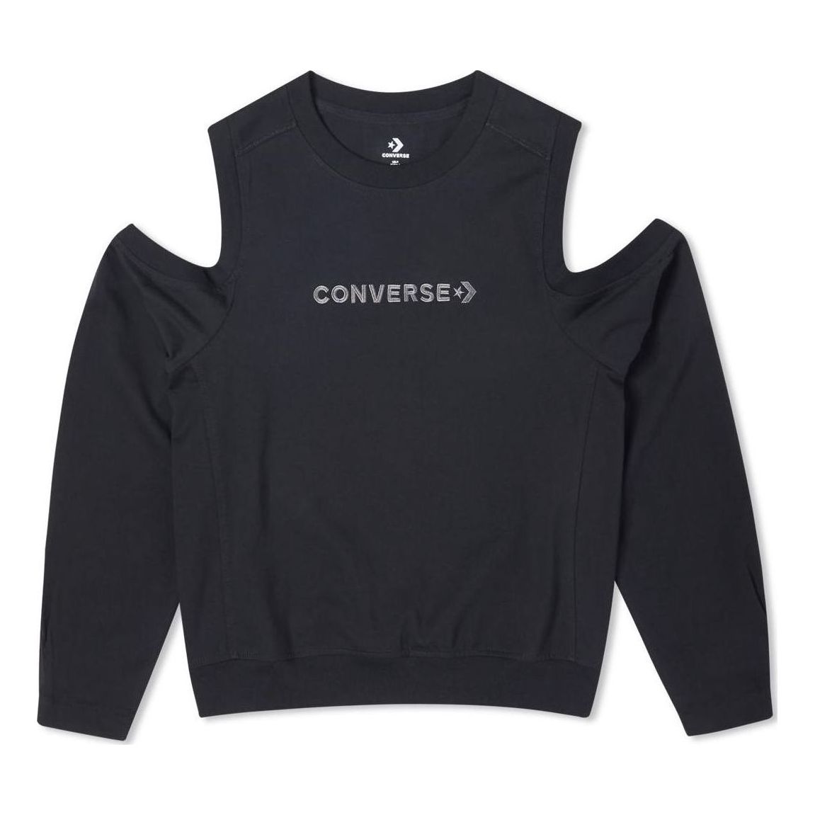 (WMNS) Converse Twisted Knits Cold Shoulder Top 'Black' 10023190-A01
