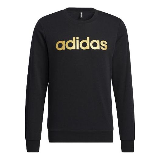 Men's adidas neo Ce Brnded Swt Logo Printing Sports Round Neck Pullover Black HD4691
