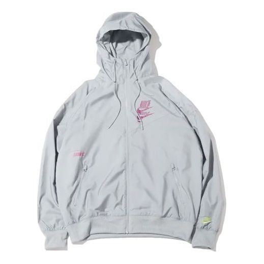 Nike Sportswear Sport Logo Printing Woven Breathable Hooded Jacket 'Grey' DM6868-073