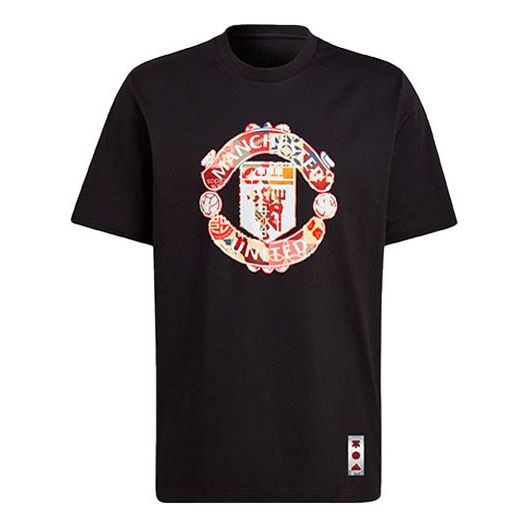 adidas Mufc Cny Tee limited Logo Printing Manchester United Soccer/Football Round Neck Short Sleeve Black H63996