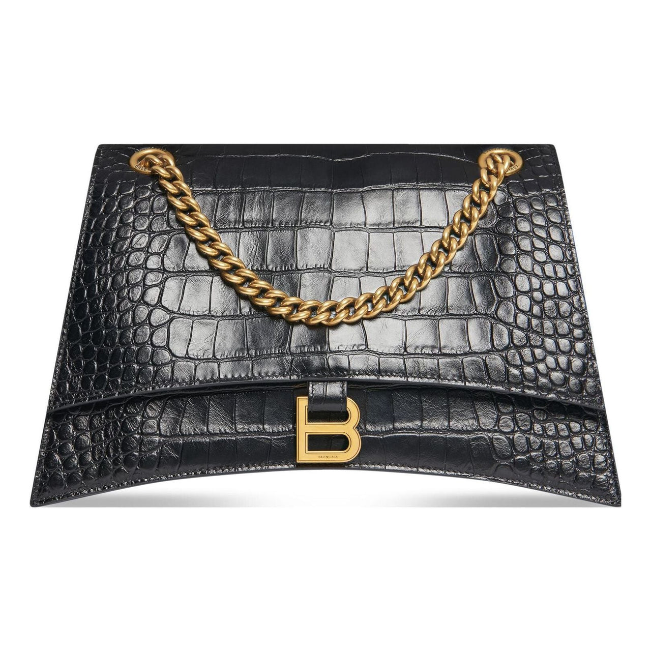 (WMNS) Balenciaga Crush Crocodile Medium Chain Bag 'Black' 716393210IX1000