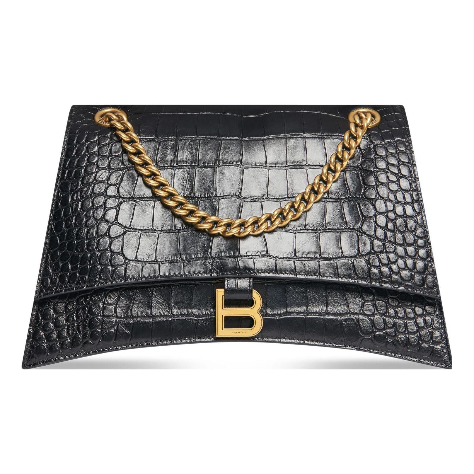 (WMNS) Balenciaga Crush Crocodile Medium Chain Bag 'Black' 716393210IX1000